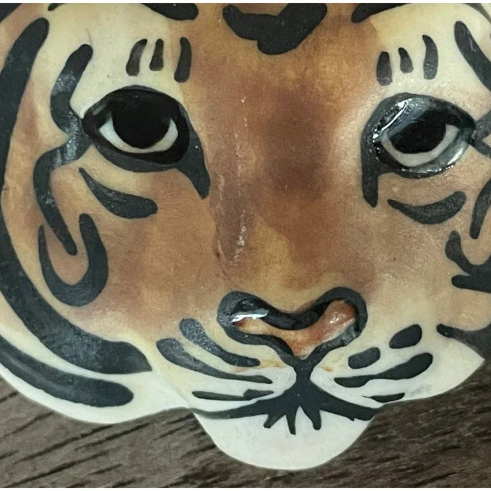 Carol Halmy Porcelain Tiger Brooch/Pin